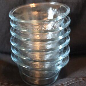 Vintage FIREKING Clear Glass Custard cups Philbe Set of 6